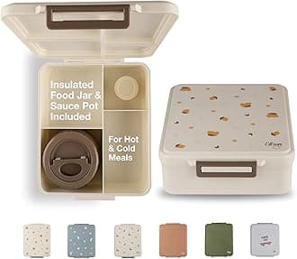 Citron- Grand Lunchbox with 4 Compartments for Kids- Includes 1 Thermos Food Jar & 1 Sauce Container | Leak-Proof and BPA Free Lunch Box for Kids- Lemon