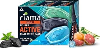 Men Gel Bar Active Celebration Pack with 3 Unique Gel Bars, 375g (125g - Pack of 3),Moisturised Skin, Soap for Men, For All Skin Types