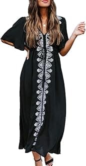 – Long Kaftan Bohemian Kimono Beach Swimsuit Cover Up Maxi Dress for Women