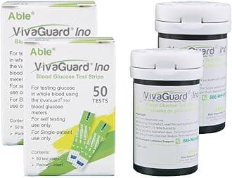 Vivaguard Ino Blood Glucose Test Strips for Diabetes - 100 Counts Accurate Diabetic Test Strips for Monitoring Blood Sugar - Compatible with Vivaguard Ino Glucometers Only, Green