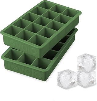 Silicone Ice Cube Tray Pesto Green Pack of 2 BPA Free Ice Tray Mold for Coffee Drinks Cocktails, Dishwasher Safe Easy Release Perfect 1 Inch Cube Ice Tray for Whiskey Bourbon Spirits