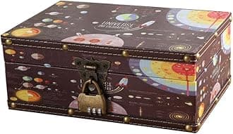 WANLIAN Wood and Leather Treasure Chest with Lid and Lock-Decorative Jewelry Keepsake Storage Box for Kids, Teenagers,for Birthday Wedding，Christmas Day