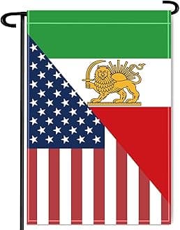 Old Iran USA Friendship Garden Flag,18×12 inch Iranian Decor,Heavy Duty Double Side Digital Printed 210D Polyester Banner For Outdoor Indoor Parade(Pole Not Included)