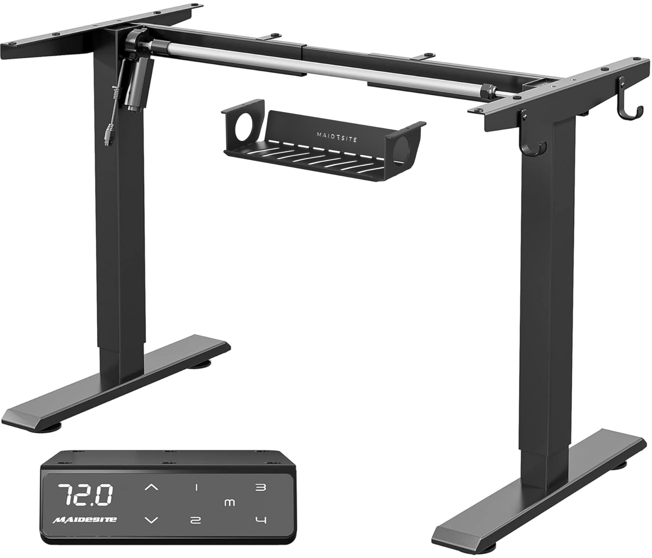 Height Adjustable Electric Standing Desk Frame Two-Stage with Heavy Duty Steel Stand up Desk Computer Desk with Automatic Memory Smart Pannel (Black)