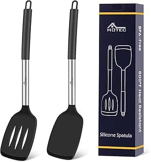 Silicone Solid Turner,Non Stick Slotted Kitchen Spatulas Heat Resistant Silicone, Slotted Kitchen Spatulas for Nonstick Cookware BPA Free,13.7'' Pack of 2