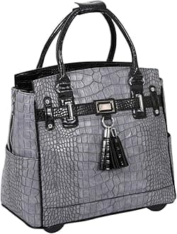 JKM & Company and Computer iPad, Laptop Tablet Rolling Tote Bag Briefcase Carryall Bag (Greystone (Grey))