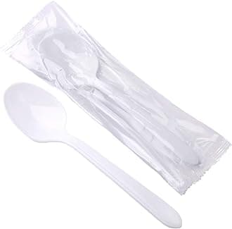 Plastic Spoons Individually Wrapped, 100pcs Heavy Duty Disposable Spoons Bulk - Ideal for Parties, Restaurants, Travel & Takeout