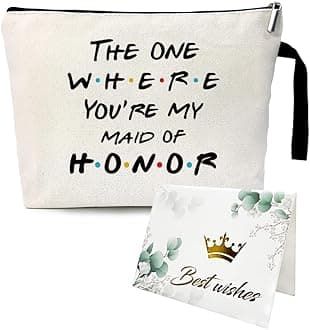The One Where You're My Maid of Honor Funny Party Cosmetic Bag, for Travel Toiletry Zipper Storage Pouch Makeup Bag, Bachelorette Party Gifts, Bridesmaid Gift From Bride, Maid of Honor Proposal Gifts
