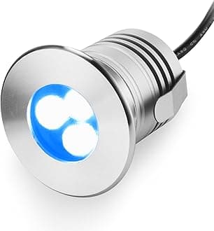 LED Underwater Pool Lights, 3W 12V-24V DC, IP68 Waterproof, Stainless Steel Aluminum, lamp for Inground Swimming Pools Ponds Fountains Steps (Blue)