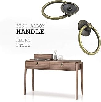 12Pcs Round Ring Drawer Pulls Vintage Bronze Ring Handle Knobs for Cabinet Drawer Dresser Cupboard Wardrobe, Single Hole