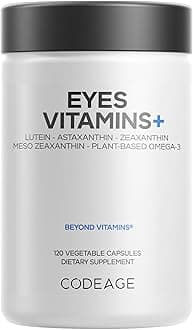Eyes Vitamins - AREDS 2 Based Formula Supplement - 2-Month Supply - Vitamins A, C, E, Zinc, Lutein, Astaxanthin, Zeaxanthin, Eyebright, Marigold, Bilberry, Saffron, Omega-3-120 Capsules