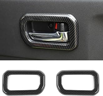 Interior Door Handle Trim Bezel Compatible with Suzuki Jimny 2019 2020 2021 2022 2023 2024 Inside Door Handle Bowl Decoartive Cover Accessories (Carbon Fiber Black)