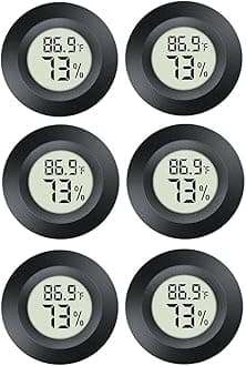 6-Pack Mini Hygrometer Gauge Indoor/Outdoor Thermometer, Digital Humidity Temperature Meter for Humidifiers Dehumidifiers Greenhouse Reptile Plant Humidor, Fahrenheit(℉) or Celsiu(℃)