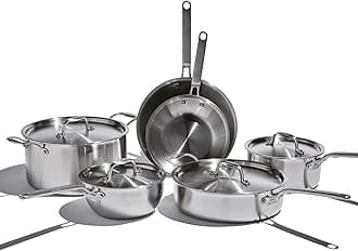 Heritage Steel Eater Series 10 Piece Cookware Set | Made in USA | 5 Ply Fully Clad Stainless Steel Cookware Set | Stay Cool Handle | Induction Ready & Non-Toxic