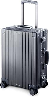 Travelking Multi-size All Aluminum Hard Shell Luggage Case Carry On Spinner Suitcase By TravelKing 20"-28", Grey, 20"