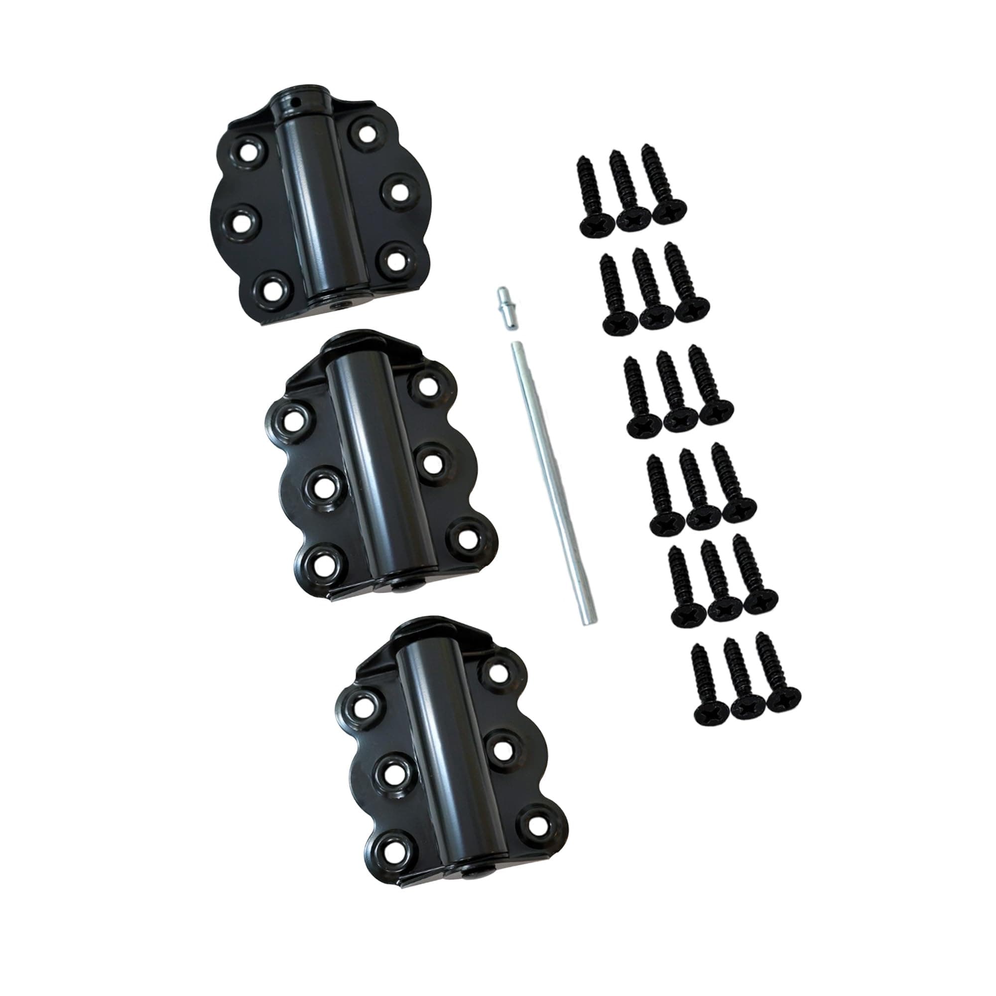 QCAA Door Spring Hinges, 2-3/4", Each Set Including 2 PCS Self Closing and 1 PC Adjustable Self Closing Door Hinge, Black, 1 Set, Made in Taiwan
