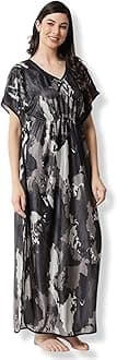 Women's Satin Silk Geometric Print Maxi Nightgown Kaftan Caftan Coverup