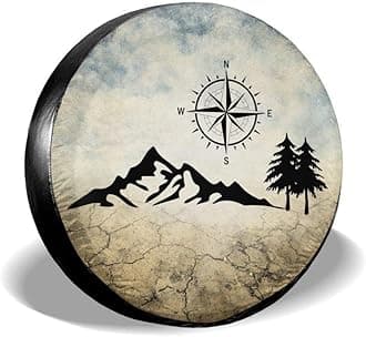 Louise Morrison Nature Mountain Compass Camper Spare Tire Cover Wheel Protectors Weatherproof for Jeep Trailer RV SUV 14" 15" 16" 17"