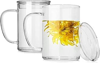 LUXU Glass Coffee Mugs (Set of 2),27oz Large Glass Coffee Cups Clear Glass Tea Cups Overnight Oats Containers with Glass Lid,Cute Coffee Bar Accessories,Iced Coffee Glasses for Latte,Cereal,Yogur