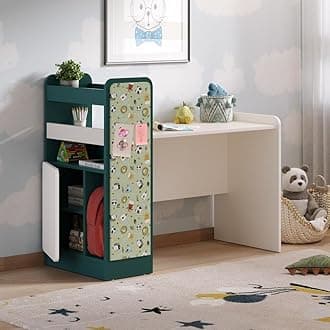 Wakefit Study Table for Kids | 1 Year Warranty | Study Table, Study Table for Students, Study Table for Kids 5-12 Years, Kids Study Table - Homer (Forsty White & Petrol Blue)