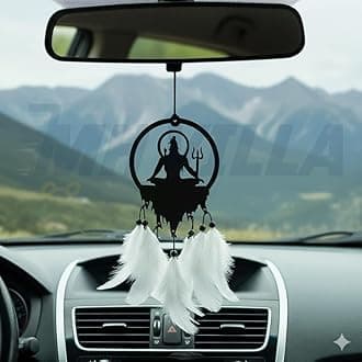 Acrylic Lord Shiva Car Dream Catcher, Black, Medium, Diwali, Religious, Hanging, Traditional