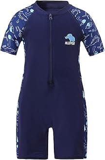 Boys Swimming Costume Kids One Piece Swimsuit Short Sleeve Zipper Beach Swimwear Dinosaur Rash Guard Bathing Suit 3-12 Years