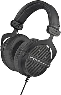 DT 990 PRO, 250 Ohm, Open Back, Over Ear, Wired Professional Studio Headphones, Mixing, Music Production, Editing, Audiophile, 3m Coiled Cable, Black with Black Velour Ear Pads