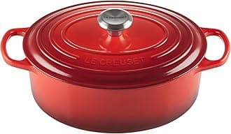 Signature Enamelled Cast Iron Oval Casserole Dish With Lid, 29 cm, 4.7 Litre, Cerise, 21178290602430