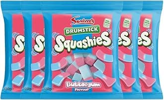 Squashies DrumStick Bubble gum Flavor Candies - MultiPack - 120G (5 PACK BUNDLE) - Imported from UK (Bubblegum)