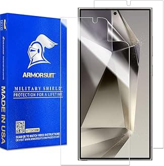 2 Pack for Samsung Galaxy S24 Ultra Screen Protector (6.8") Case Friendly MilitaryShield HD Clear Film - Made in USA
