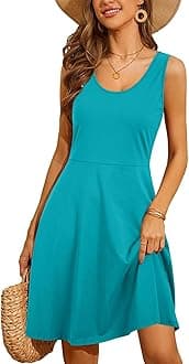 STYLEWORD Women's 2026 Summer Dress Casual Sleeveless Scoop Neck A-Line Tank Midi Sundress