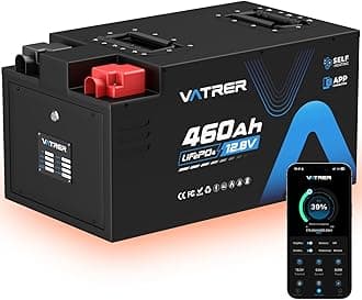 LiFePO4 RV 12.8V 460Ah Self-Heating Battery, APP Monitoring, Built-in 300A BMS, 3840W Max Charging Power, 5880Wh Usable Energy, 5000 Lithium Battery