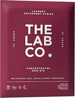 The Lab Co. Laundry Detergent Strips Washing Sheets | Eco Ultra-Concentrated | Non-Bio for Sensitive Skin | Non-Toxic Fragrance | EDC-Free | Lab-Tested | Welcoming Oud Rose Bergamot | 32 Loads