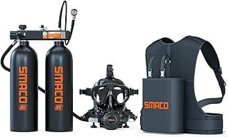 SMACOMini Scuba Diving Tank 2L Double Scuba Tank Reusable Small Pony Bottle with 30-45 Mins Portable Twin 2L Diving Air Tank Kit Diving Oxygen Cylinder for Underwater Exploration Rescue S700 Max