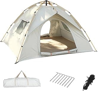 Cloud Gray Tent 3-4 Person Camping Tent with Carrying Bag,Portable Automatic Camp Tent,Lightweight Outdoor Tent for Backpacking,Hiking,Beach Use,Waterproof,Spacious,Tent