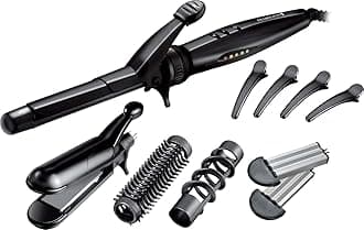 S8670,Remington S8670 Multi-Style Includes Reversible Styling Plates, 19 mm Curling Tong, Round Brush And Spiral Curling Attachment, Hair Clips, Black, Black,