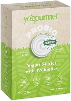 Probiotic Yogurt Starter (6 Sachets = 6 Liters) - Make Yogurt at Home - Natural, Gluten-Free, Kosher, Halal