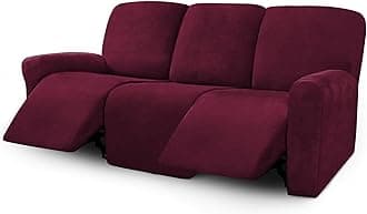 ULTICOR 8-Pieces Recliner Sofa Covers Velvet Stretch Reclining Couch Covers for 3 Cushion Reclining Sofa Slipcovers Furniture Covers Thick Soft Washable (Wine)