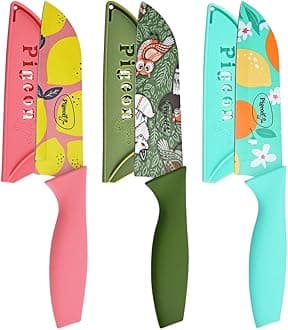 Pigeon by Stovekraft Edge Flora Stainless Steel Knife 3Pc Set (Blue, Green, Orange)