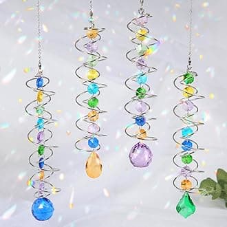 Sun Catchers, 4 Pcs Crystal Suncatchers for Indoor Windows Hanging Decorative Crystals Ball Prism for Yard and Garden Indoor Home Wedding Party Car Mirror Christmas Tree Decorations