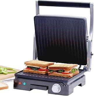 Wonderchef Sanjeev Kapoor Tandoor Family Size Plus| Electric Contact Grill & Sandwich Maker| 1800 Watt| Non-stick Grooves Healthy cooking | Super fast heating | 2 Year Warranty| Black & Silver