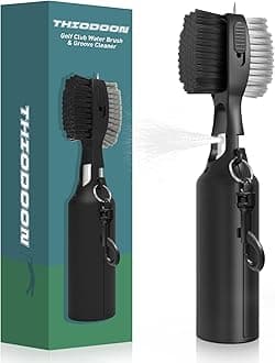 THIODOON 2 Pack Golf Club Brushes and Groove Cleaner 2 ft Retractable Zipline Carabiner Golf Brush Head with Retractable Spike Comfortable Grip Golf Club Cleaner
