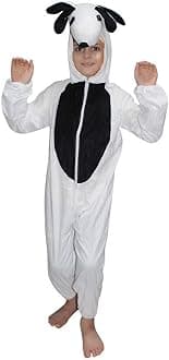 Kaku Fancy Dresses Fleece Sheep Farm Animal Costume For Kids - White & Black, 3-4 Years | Animal Fancy Dress For Boys & Girls