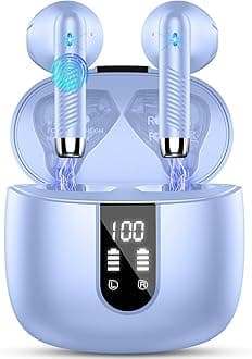 Wireless Earbuds, Bluetooth 5.4 Headphones NEW Wireless Headphones with 4 ENC Mic, 56H Bluetooth Earphones in Ear Noise Cancelling Deep Bass, Mini Ear Buds Bluetooth Earbuds IP7 Waterproof LED Display