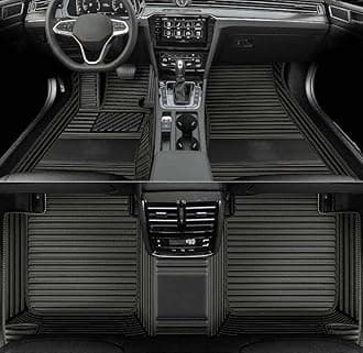 Custom Personalized Floor Mats ，Luxury Full Coverage All Weather Car Floor Mats，Anti-Slip Leather Car Mat Set ，Custom Floor Mat， for 99% of Cars, Trucks & SUV. (Streak black66beige)