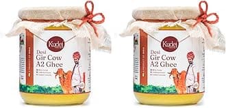 Premium A2 Desi Gir Cow Ghee, Pack of 2 (500ml*2)| Vedic Bilona Method, Free Grazing Cows| Immunity Booster from Gujarat| Lactose-Free| Eco-Friendly| Rich Flavor, Supports Pastoral Community