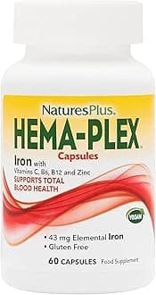 Hema-Plex Iron - 60 Fast-Acting Capsules - 85 mg Chelated Iron - Total Blood Health - with Vitamin C & Bioflavonoids - Vegan, Gluten Free - 30 Servings