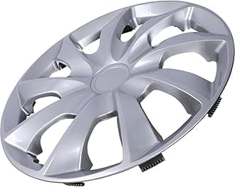 14" Premium Universal Wheel Rim Covers – Set of 4 Silver Lacquer Hubcaps,ABS&PC Material Hub Protection Accessory,Snap-on Replacement Caps for Car,Pickup Truck,SUV - 14 Inch Silver Lacquer