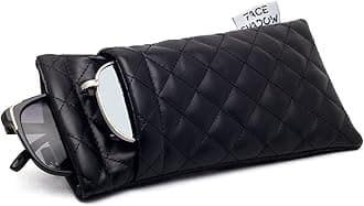 Face Shadow Double Glasses Case Soft Eyeglass Case For Women Men Squeeze Top Sunglasses Case With Cleaning Cloth