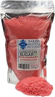 Baking Beauty and Beyond Premium Candy Floss Sugar 200g - Strawberry- Cheesecake Flavour